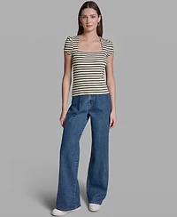 Bcbg Women's Cap-Sleeve Square Neck Top