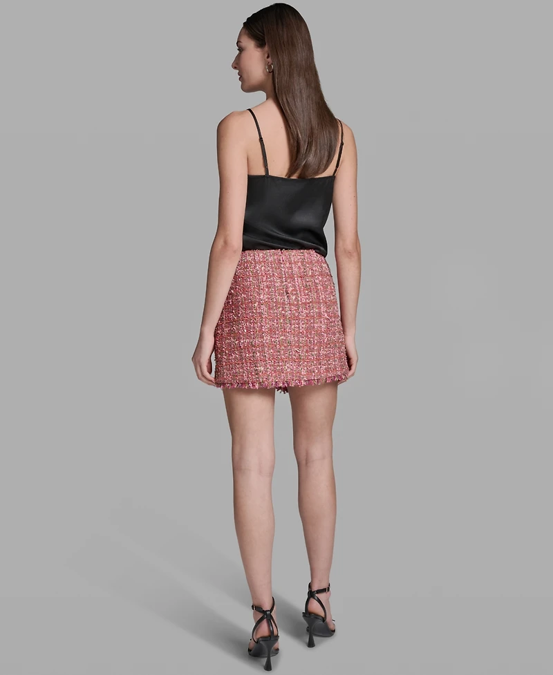 Bcbg Women's Fringe Hem Tweed Short Skirt
