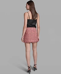 Bcbg Women's Fringe Hem Tweed Short Skirt