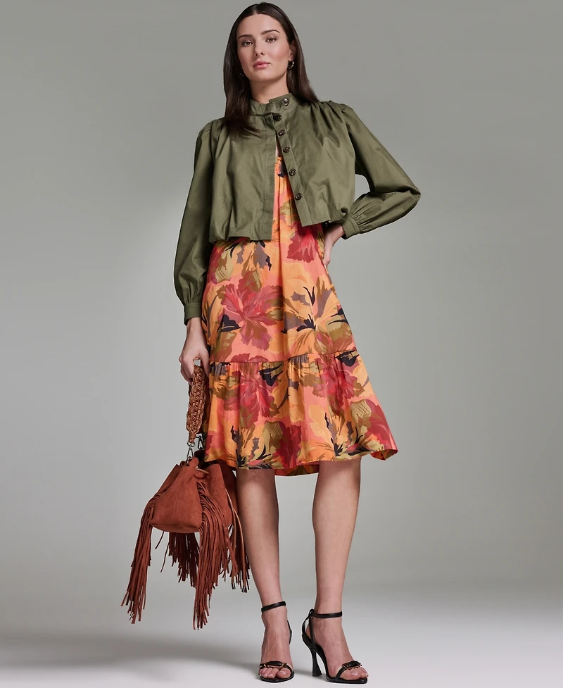 Bcbg Women's Printed V-Neck Midi Dress