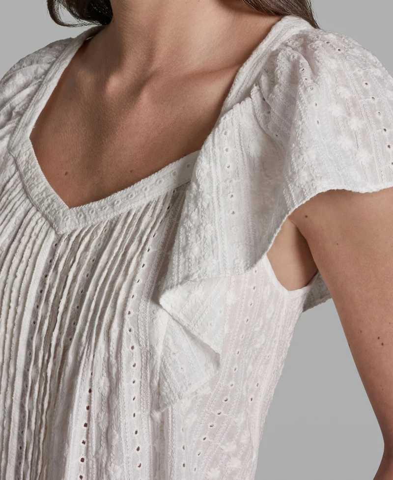 Bcbg Women's Multi Layer Ruffles Flutter-Sleeve Top