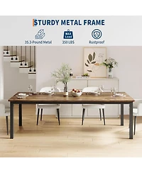 gaomon 78.7" Industrial Dining Table for 6, Wooden Long Table, Mortise Tenon, Metal Legs, Dining Room, Office, Retro