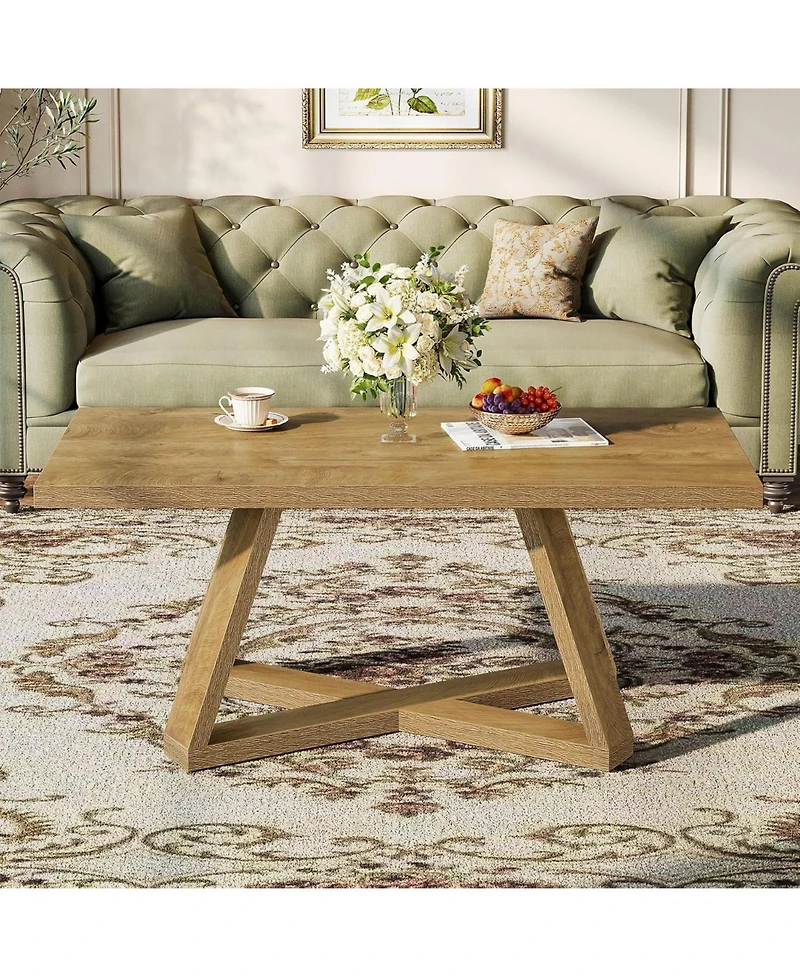 Tribesigns 47.2" Rectangle Coffee Table for Living Room, Farmhouse Style
