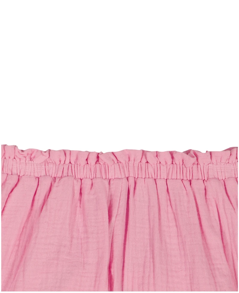 Kids Headquarters Girls' 2T-6X Puff-Sleeve Solid Top and Shorts, 2-Piece Set