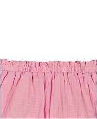 Kids Headquarters Girls' 2T-6X Puff-Sleeve Solid Top and Shorts, 2-Piece Set