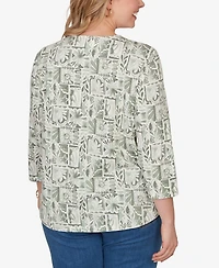 Ruby Rd. Plus Size Seashell Patchwork Knit Top