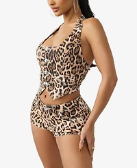 True Religion Women's Scoop Neck Halter Corset Top