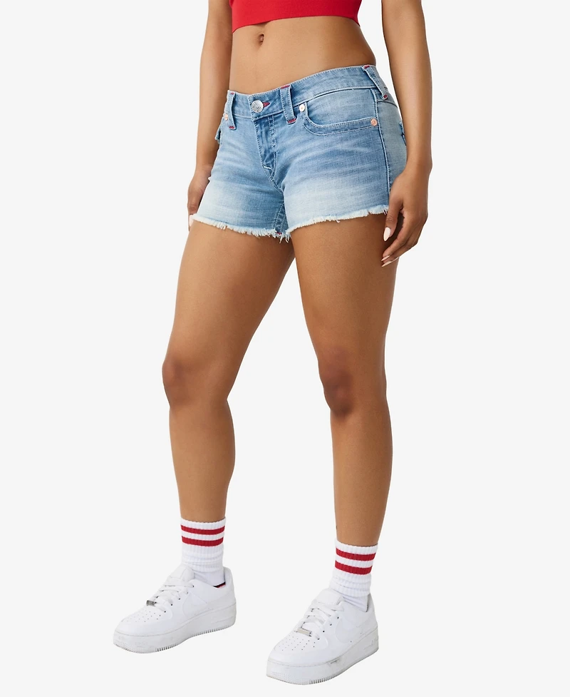 True Religion Women's Joey Low-Rise Super T-Flap Shorts