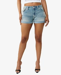 True Religion Women's Jennie Mid-Rise Super T-Flap Shorts