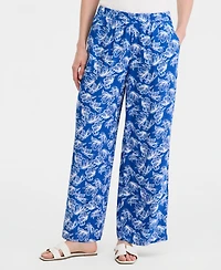 Jm Collection Women's Printed Linen-Blend Wide-Leg Pants, Macy's Exclusive