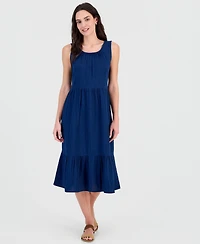 Style & Co Women's Cotton Gauze Sleeveless Tiered Dress, Macy's Exclusive