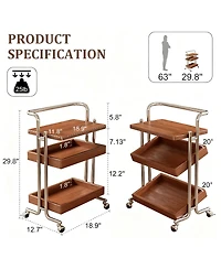 Yigii 3-Tier Adjustable Storage Cart