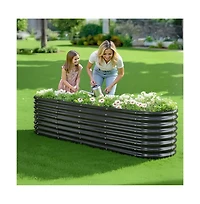 Slickblue 8x2x2 ft Oval Galvanized Metal Raised Garden Bed