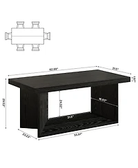 Tribesigns Dining Table for 4-6, Farmhouse Kitchen Table with Heavy Duty Pedestal, Rectangular Wooden Dinner Furniture, Black