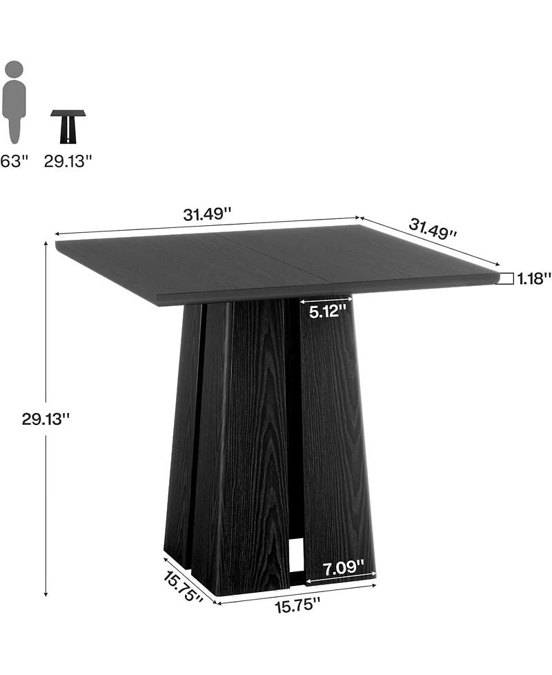 Tribesigns 31.5" Wooden Square Dining Table for 2-4 People, Farmhouse Kitchen Table