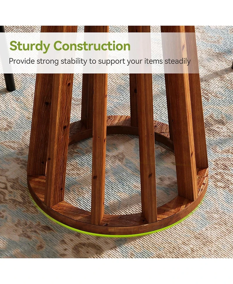 Tribesigns 37.6 inch H Round Bar Table, Farmhouse Wooden Bistro Pub Table with Solid Wood Legs