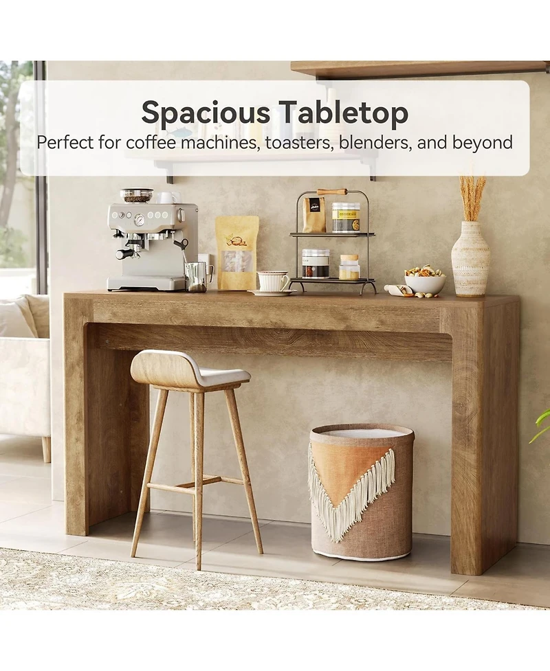 Tribesigns 63" Long Bar Table, Counter Height Pub Dining Table for 4-6, Modern Home Bar Unit