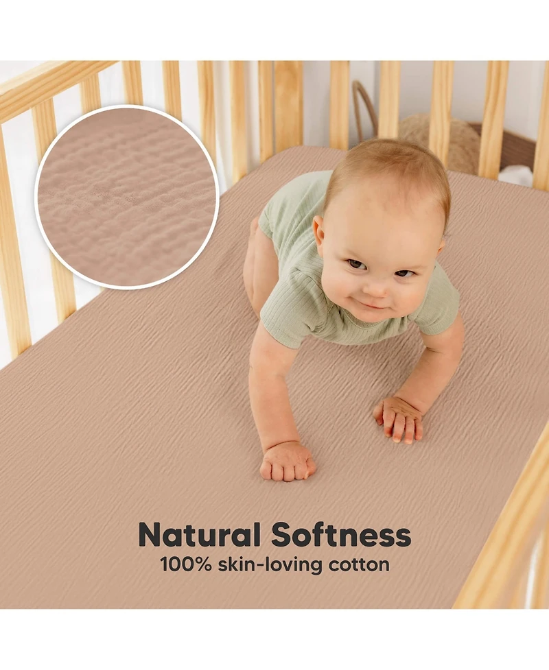 KeaBabies Lyra Muslin Crib Sheets for Boys, Girls, 2pk 52x28 Cotton Baby Mattress Fitted, Soft, Breathable
