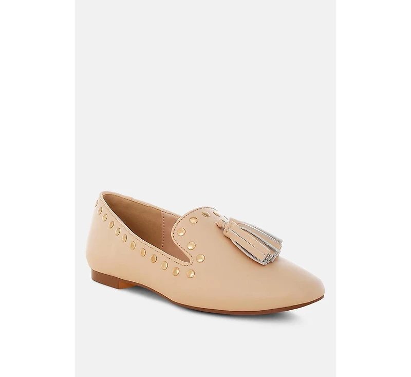 Philoha Studs & Tassels Detail Flat Loafers
