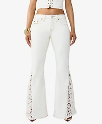 True Religion Women's Crochet Mid-Rise Flare-Flap Jeans