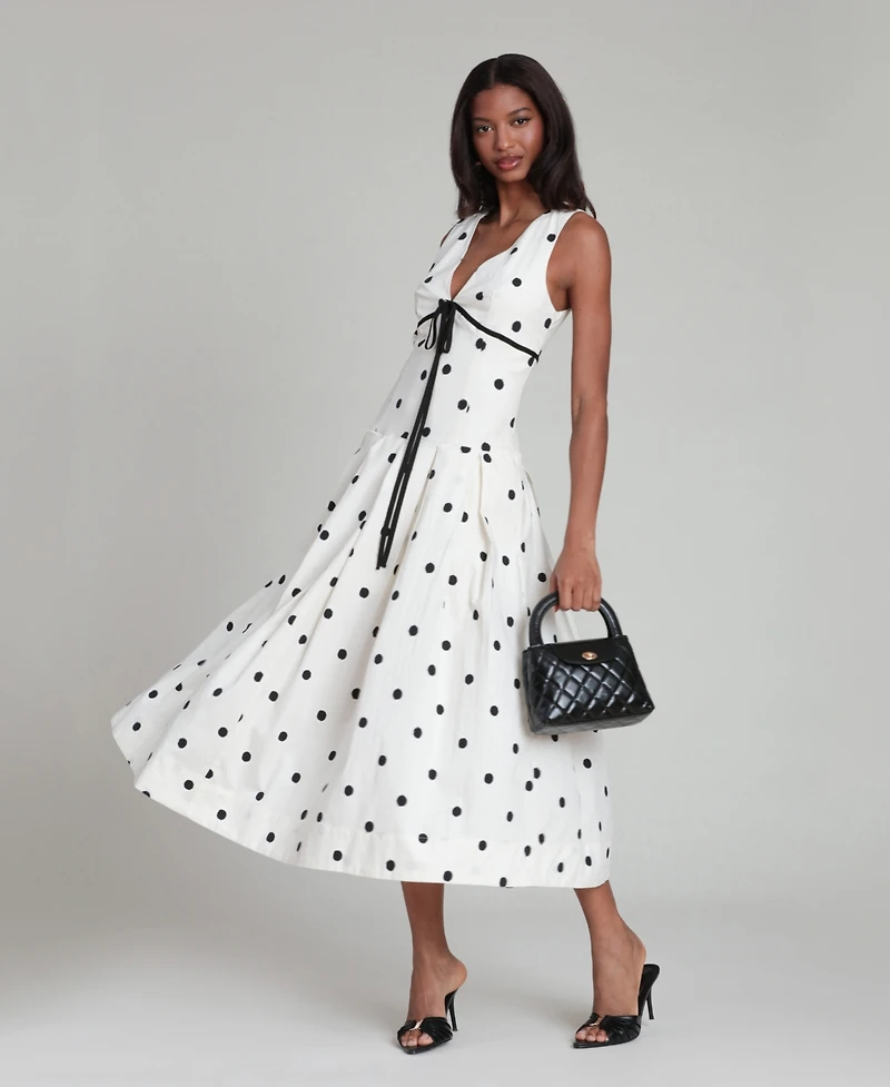 Avec Les Filles Women's Sleeveless V-Neck Midi Dress