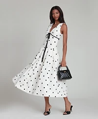 Avec Les Filles Women's Sleeveless V-Neck Midi Dress