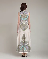 Avec Les Filles Women's Paisley Mock Neck Maxi Dress