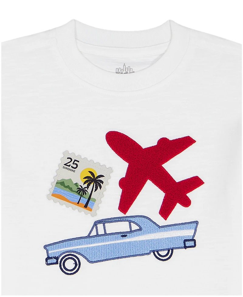 Kids Headquarters Boys' Toddler 2T-5T Short-Sleeve Travels T-Shirt and Poplin Shorts, 2-Piece Set