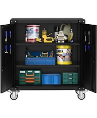 gaomon 35.4" Rolling Tool Storage Cabinet with Wheel, Heavy Duty Metal Garage Storage Organizer with Adjustable Shelf & Locks