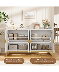 gaomon 47.2 Inch Fluted Sideboard Modern Kitchen Cabinet with Adjustable Shelves