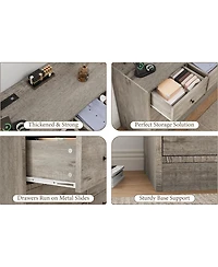 gaomon Drawer Dresser for Bedroom, 61 in Long Modern Dresser Tv Stand with Charging Station, Large Wooden Chest Od Drawers for Nursery