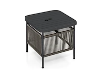 Slickblue Outdoor Side Table with Umbrella Hole and Storage Shelf