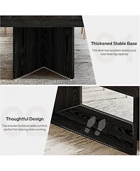 Tribesigns 63-Inch Executive Desk, Large Office Computer Desk with Heavy Duty Pedestal, Farmhouse Simple Workstations Writing Table