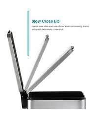 Home Zone Living 3 Gallon Slim Stainless Steel Trash Can with Soft Close Lid and Removable Liner
