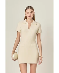 English Factory Women's Knit Pearl Detail Mini Dress