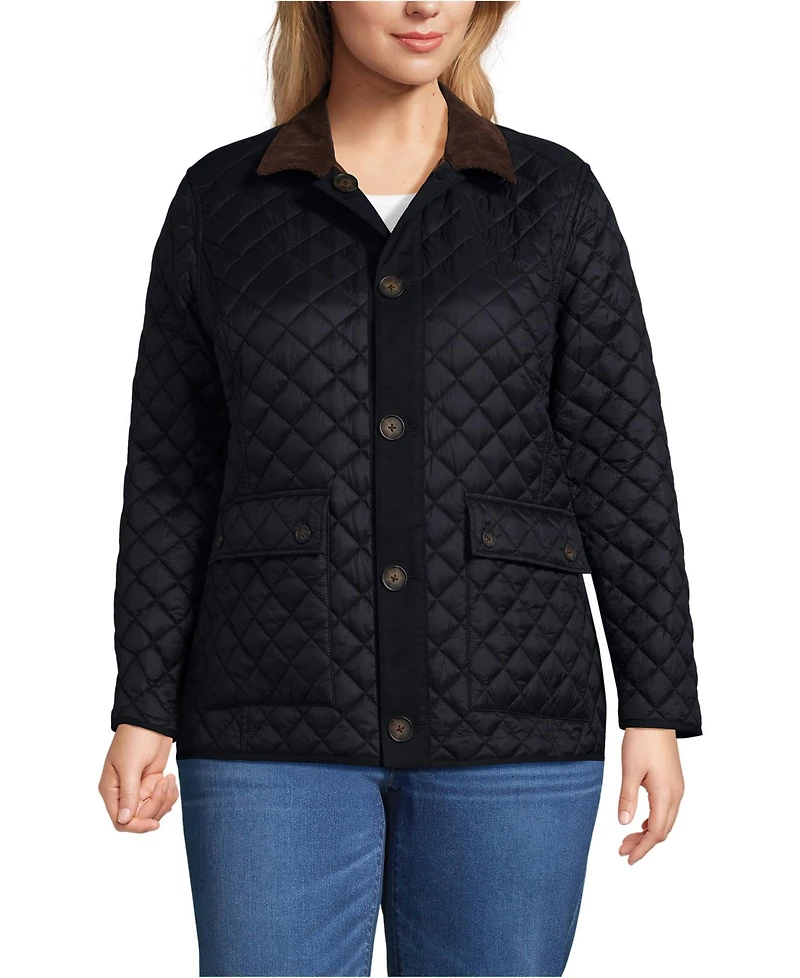 Lands' End Plus Reversible Barn Quilted Insulated Jacket