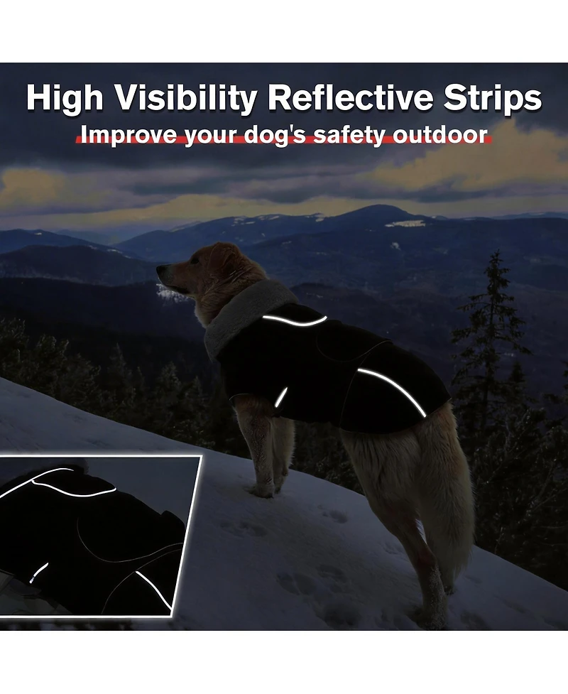 Aronkl Reflective Waterproof Dog Jacket with Fur Collar & Adjustable Buckle for Cold Weather