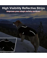 Aronkl Reflective Waterproof Dog Jacket with Fur Collar & Adjustable Buckle for Cold Weather