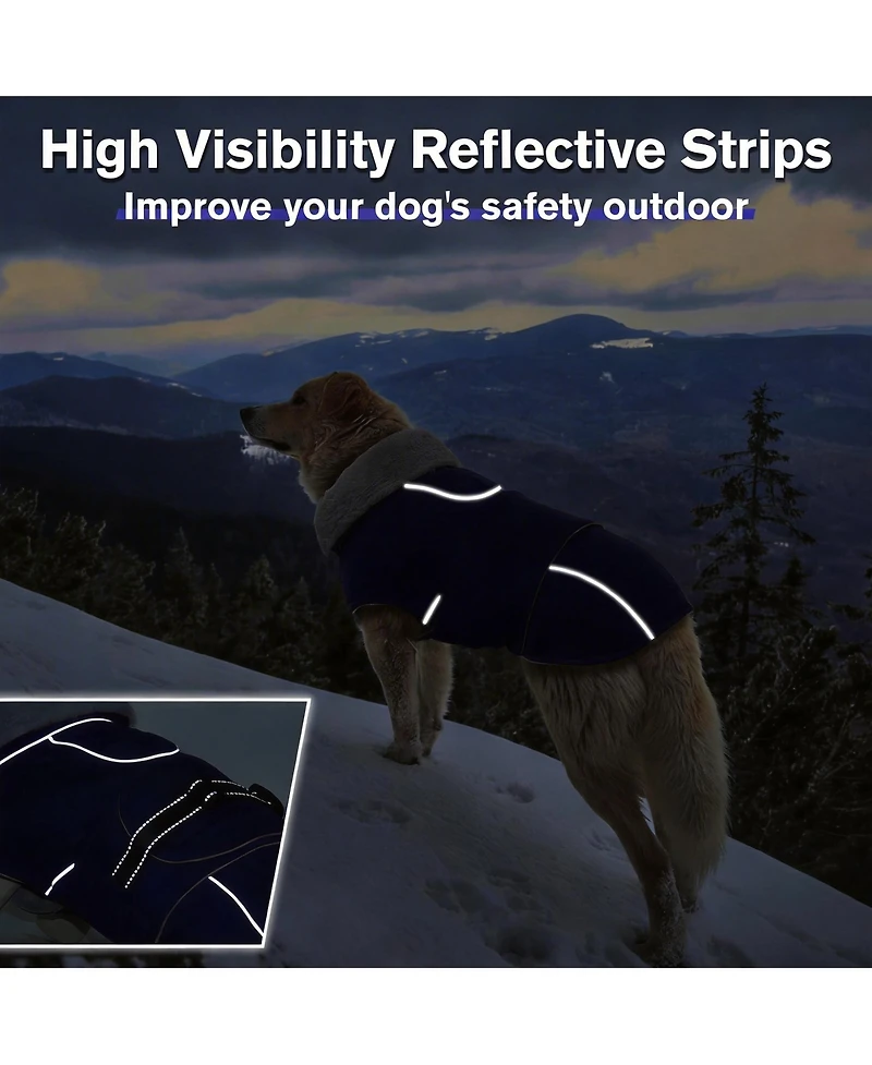 Aronkl Reflective Waterproof Dog Jacket with Fur Collar & Adjustable Buckle for Cold Weather