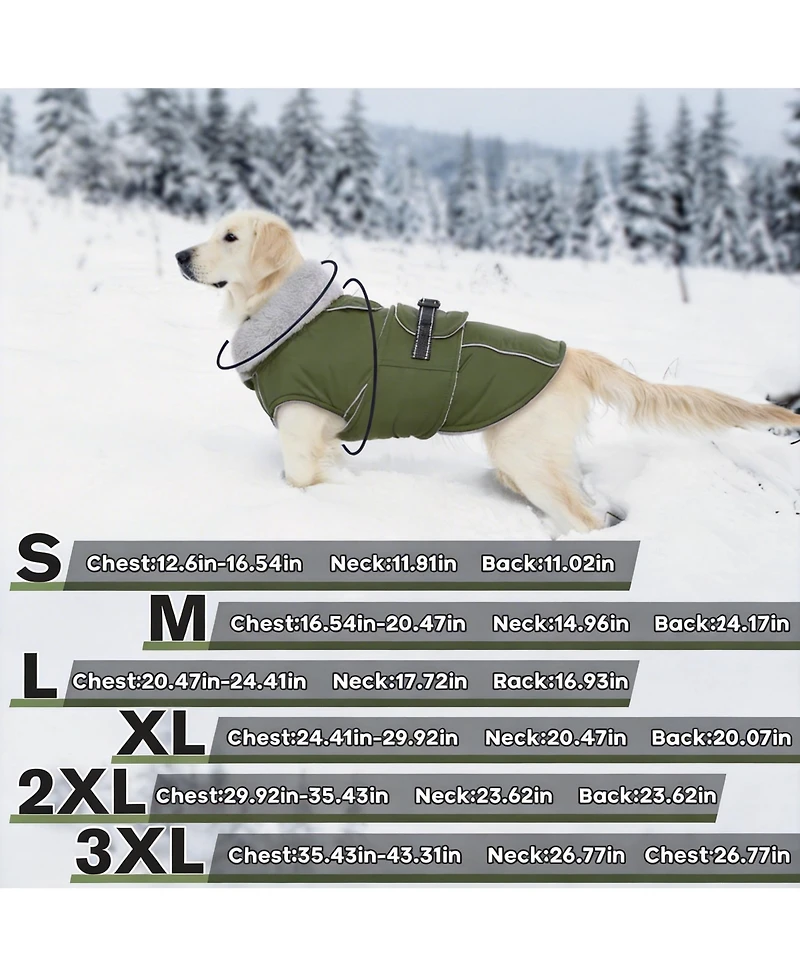 Aronkl Reflective Waterproof Dog Jacket with Fur Collar & Adjustable Buckle for Cold Weather