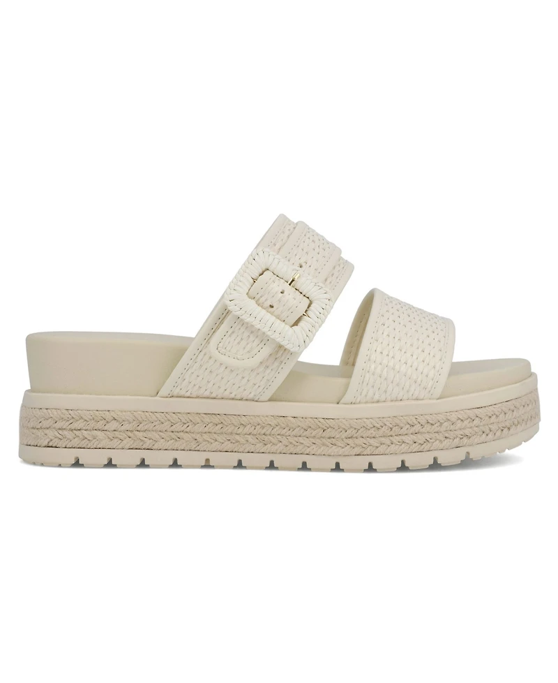 Mia Women's Raffia-Strap Espadrille Slide Sandals