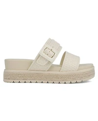 Mia Women's Raffia-Strap Espadrille Slide Sandals