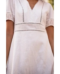 Yumi Women's Cotton Lace Trim Skater Sun Dress