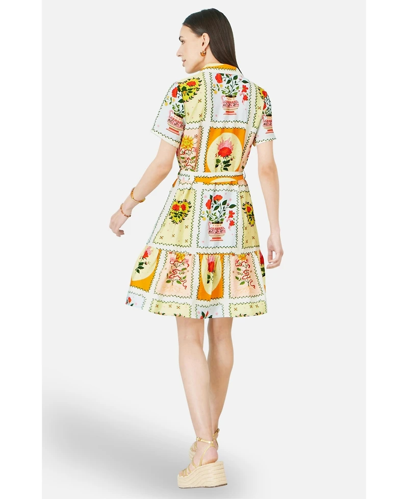 Yumi Women's Sun Patchwork Print Shirt Dress