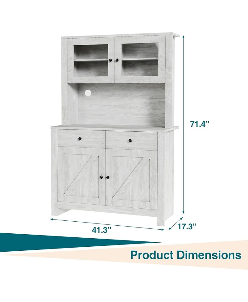 gaomon 64 in Pantry Cabinet with Microwave Stand Freestanding Kitchen Storage with Drawer Shelves Coffee Bar