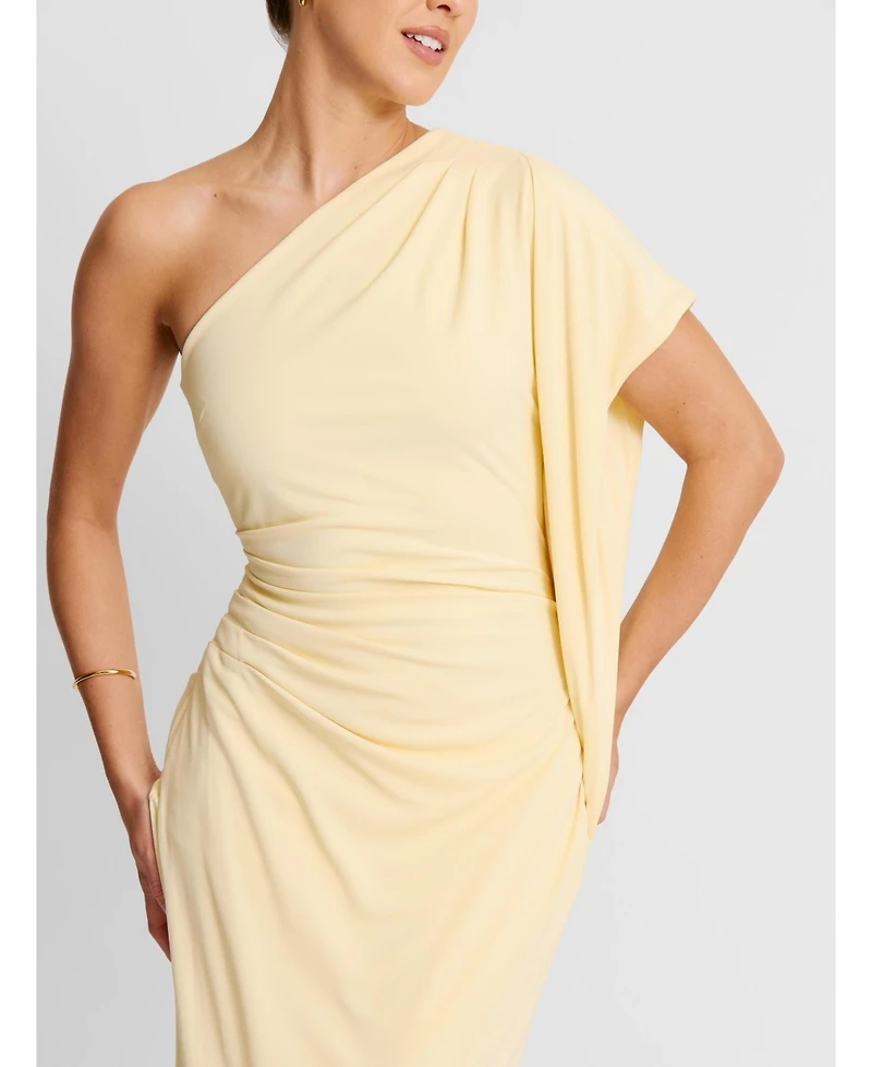 Six Stories Women's Asymmetric Stretch Gathered Maxi Dress