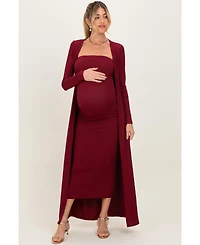 Pinkblush Women's Ribbed Sleeveless Dress Cardigan Set