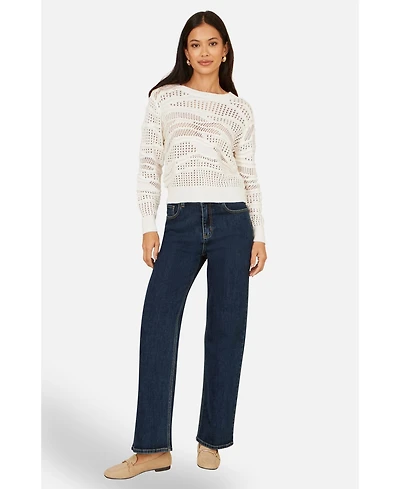 Yumi Women's Wave Pointelle Knitted Jumper