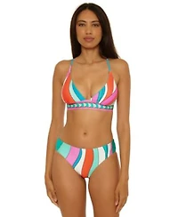 Trina Turk Womens Apollo Reversible Banded Cross Back Halter Top Hipster Bottoms