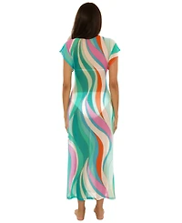 Trina Turk Women's Tie-Front Mesh Maxi Swim Dress